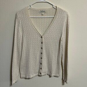 Norm Thompson vintage cream silk blend v-neck cardigan